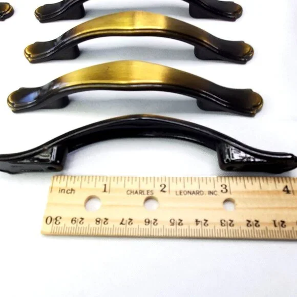 VTG Amerock 2-tone Brass Ombre 12 Cabinet Drawer Pulls Handles 5 MCM Design